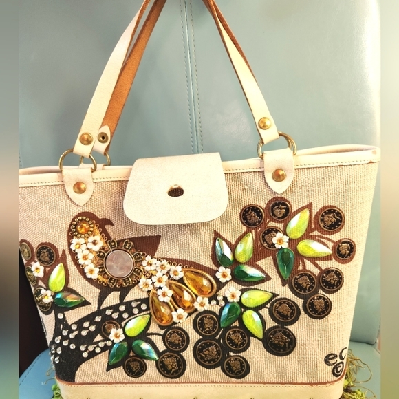 60s ENID COLLINS Texas MONEY TREE Bird Coins Flowers Collector Bag Purse EUVC - Picture 12 of 16